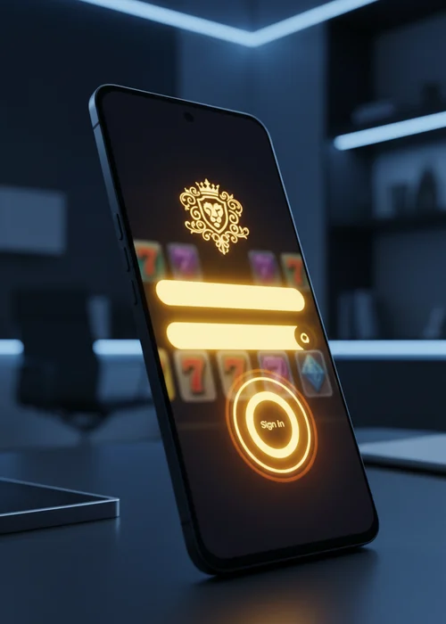 Login interface of Heaven Casino showing secure access fields and welcome bonus information on a mobile device.
